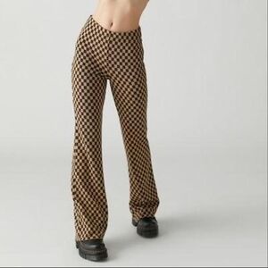 Urban Outfitters Brown and Cream Checked Pants_Flare_Small